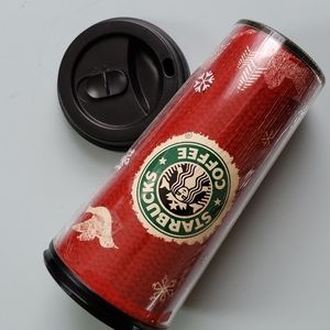 Starbucks Coffee 16oz Christmas Tumbler Hot Travel Mug 2008 Red, Tree, Dove,
